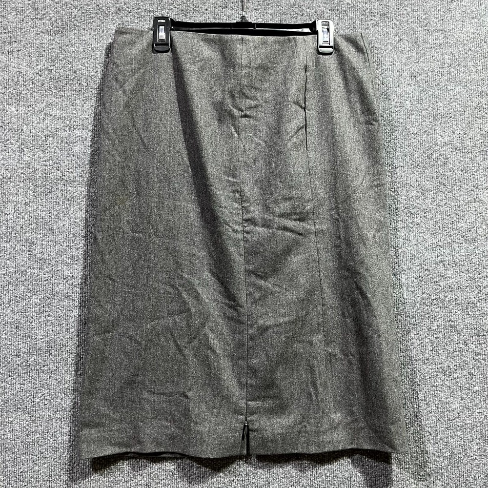 Armani Collezioni Midi Pencil Skirt Womens 12 Grey Wool Front Zip Streetwear‎
